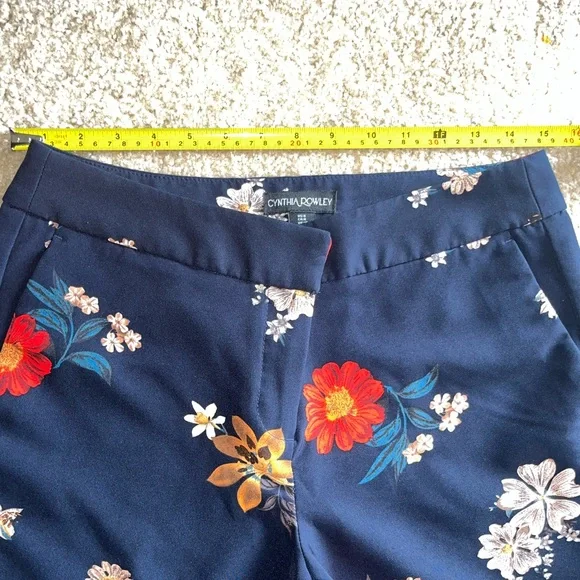 Cynthia Rowley Navy Floral Trousers - Picture 4 of 7